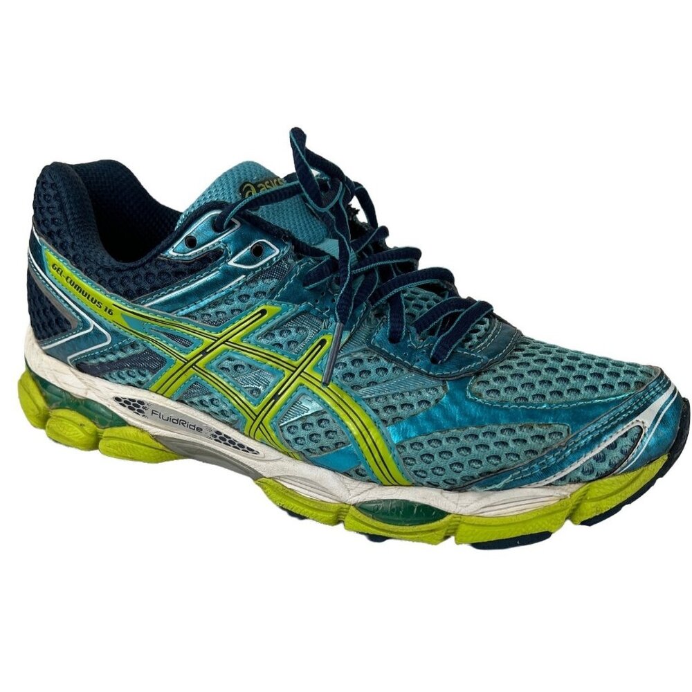 ASICS Gel-Cumulus 16 Aqua Blue & Green Running Sneakers Women's Size US 7.5 T489